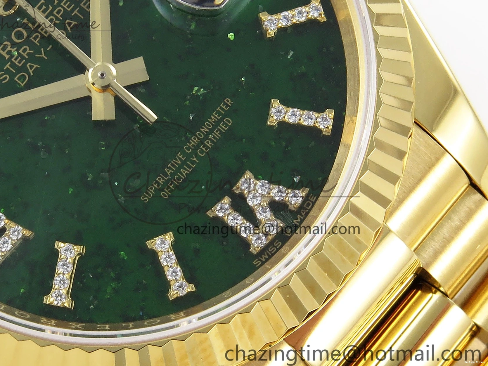 0212 Day Date 36 YG RAF 1:1 Best Edition Green Stone Roman Dial on YG Bracelet A Durable 1524